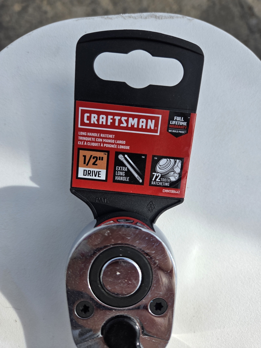 Craftsman Chrome 1/2" Drive Long Handle Ratchet - Silver - Picture 2 of 2